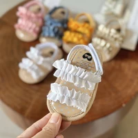 Baby Girls Sandals Ruffle Bowknot Premium Soft Sole Anti-Slip Open Toe Breathable Summer Outdoor First Walker Shoes Baby Sandals 2