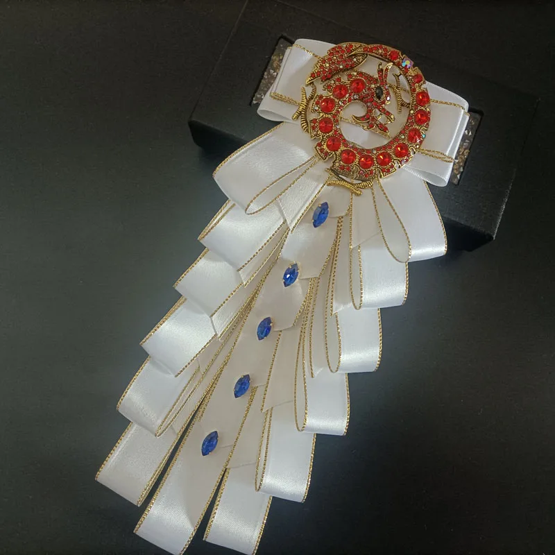 Luxuriöse Herrenfliege mit Strass-Drachenmotiv, originelles Design, handgefertigter Schmuck, High-End Business- und Hochzeitsanzug-Hemdkragen-Accessoire – Detail 18