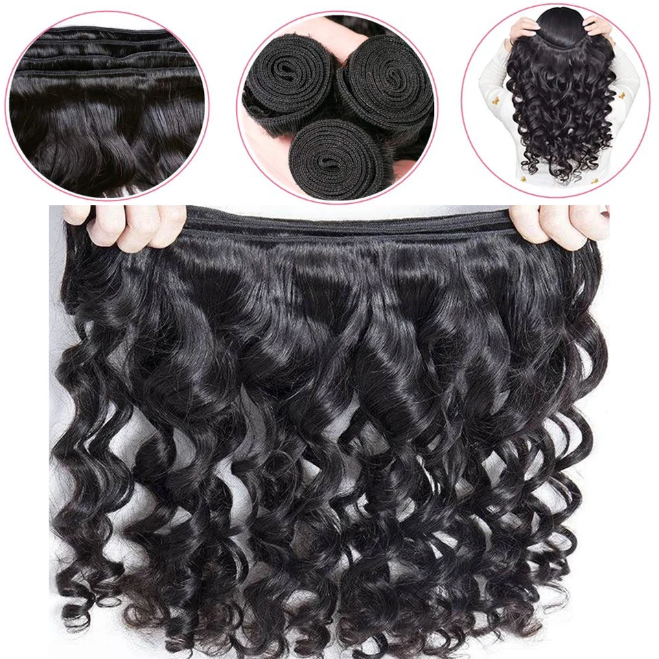 Vanlov 30 Inch Bundles Peruvian Loose Wave Hair Bundles 100% Human Hair Extensions 1/3/4pcs/Lot Long Hair Remy Hair Weave Bundle 4