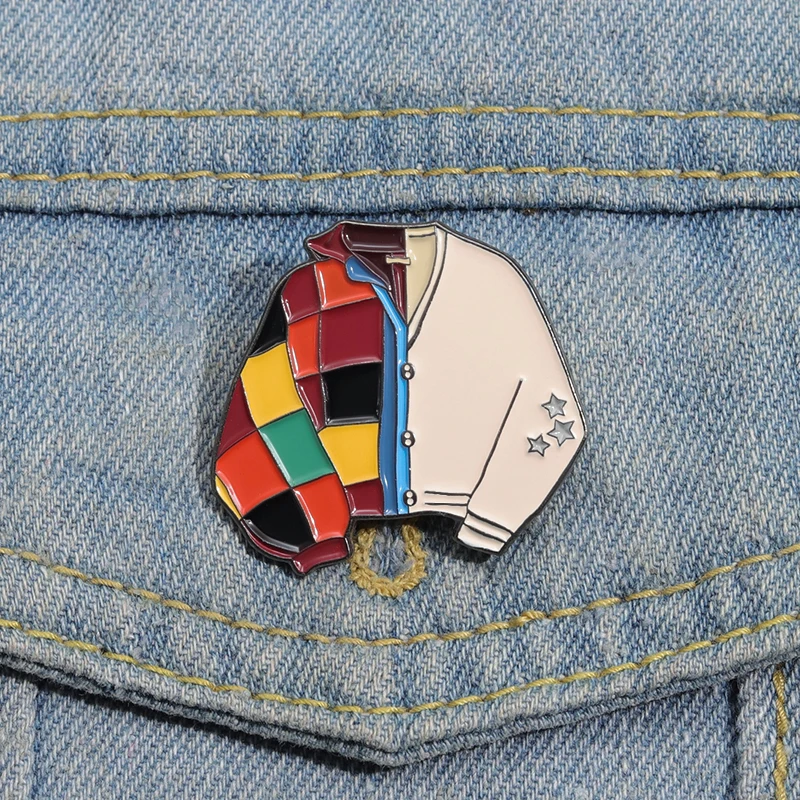 Bunte Jacke Pullover Patchwork Strickjacke Brosche Emaille Pin Retro Musik Sänger Peripherie Abzeichen Revers Zubehör Schmuck Geschenk – Detail 10