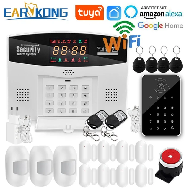 Sistema de alarma GSM con Wifi, Detector inalámbrico con cable, Tuya,  sistema de seguridad inteligente para el hogar, Pantalla con teclado -  AliExpress