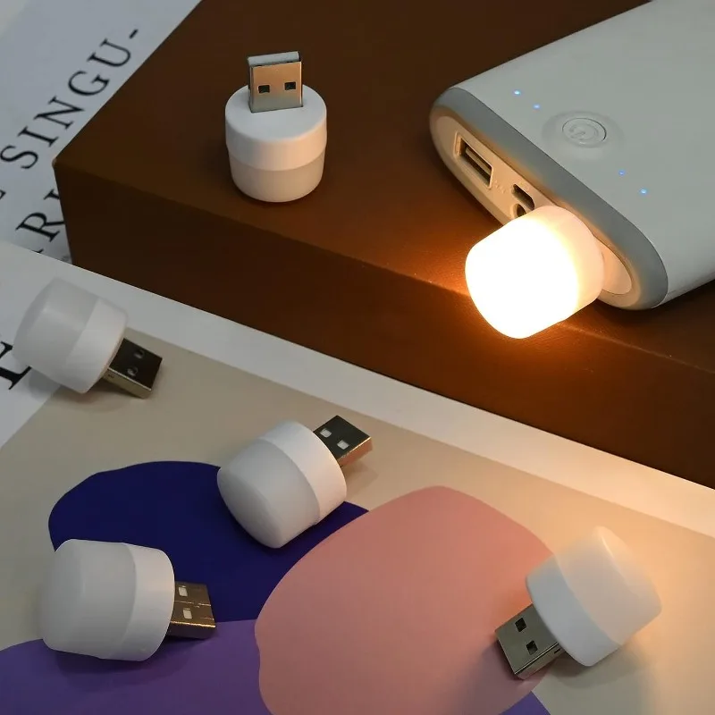USB 플러그 휴대용 미니 LED 야간 조명, 따뜻한 백색 눈 보호 책 독서등, 모바일 전원 충전 LED 램프