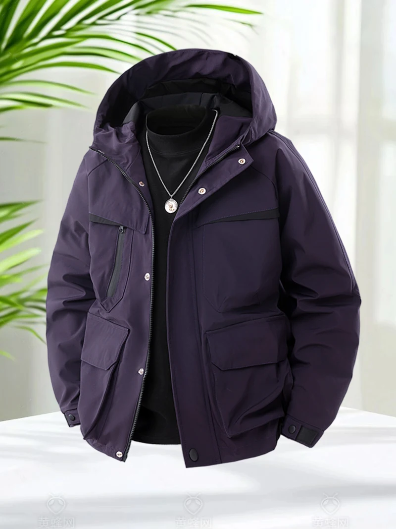 Waterproof Jacket Men Hooded Zip Up Hiking Jacket Climbing Mountain Outdoor Softshell Lightweight Spring Autumn Coats