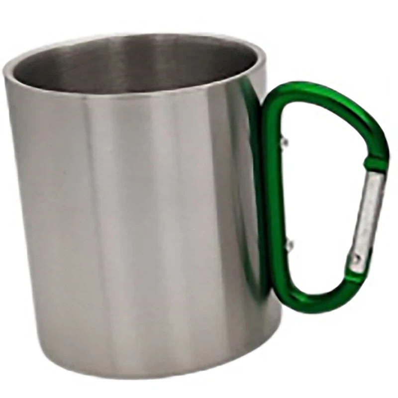 Portable Cups 220/300ml Isolating Travel Mug Double Wall Stainless Steel Outdoor Children Cup Carabiner Hook Handle Heat Resistance Camping