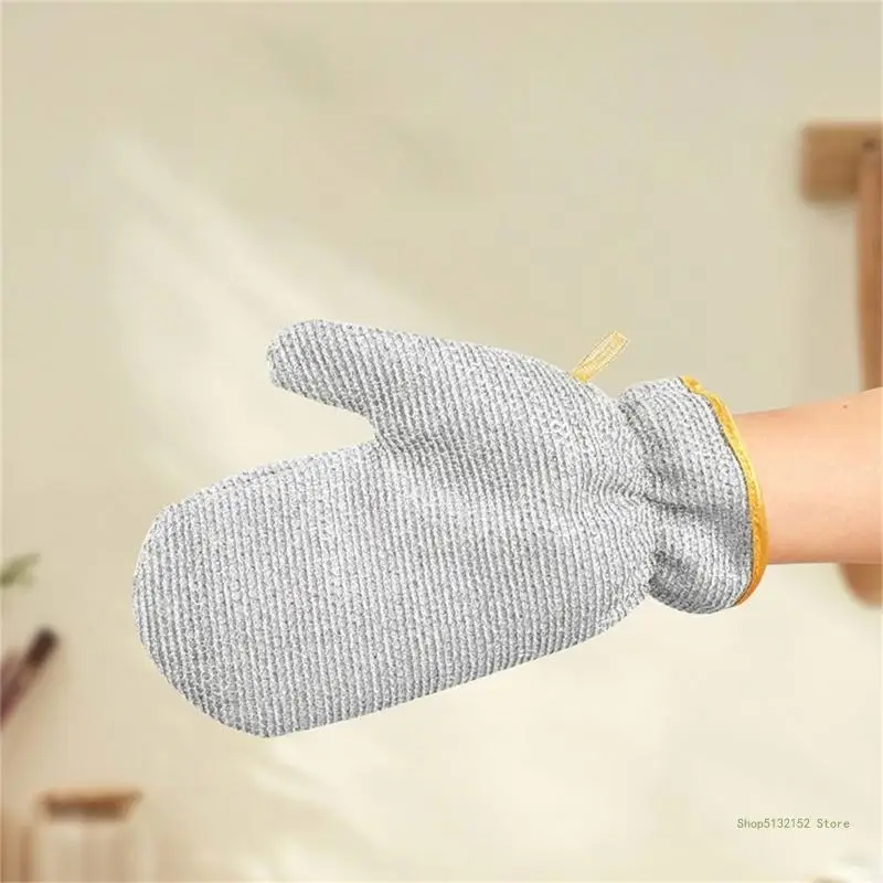 QX2E 1Pair of Silver Wire Dishwashing Gloves Wire Dishwashing Rags Heat Resistant