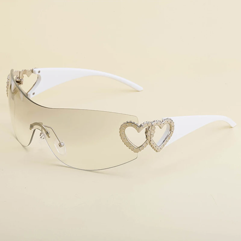 

Солнцезащитные очки градиентные женские, винтажные квадратные брендовые дизайнерские солнечные очки без оправы в форме сердца