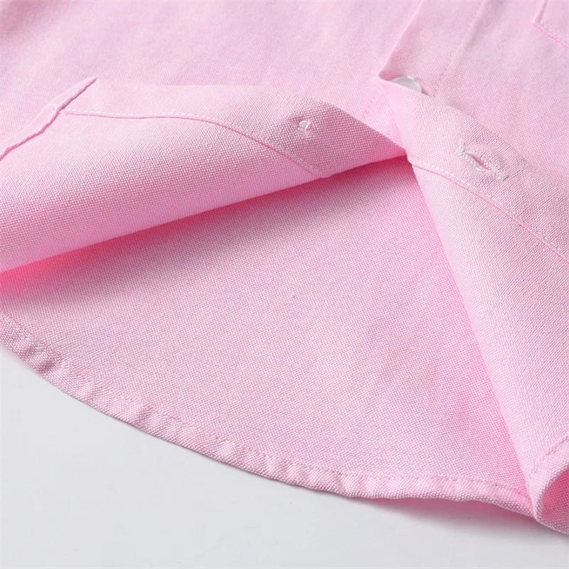 Kid Boy Girl Shirt Solid Color Button Down Mandarin Collar Long Sleeves Tops with Pocket