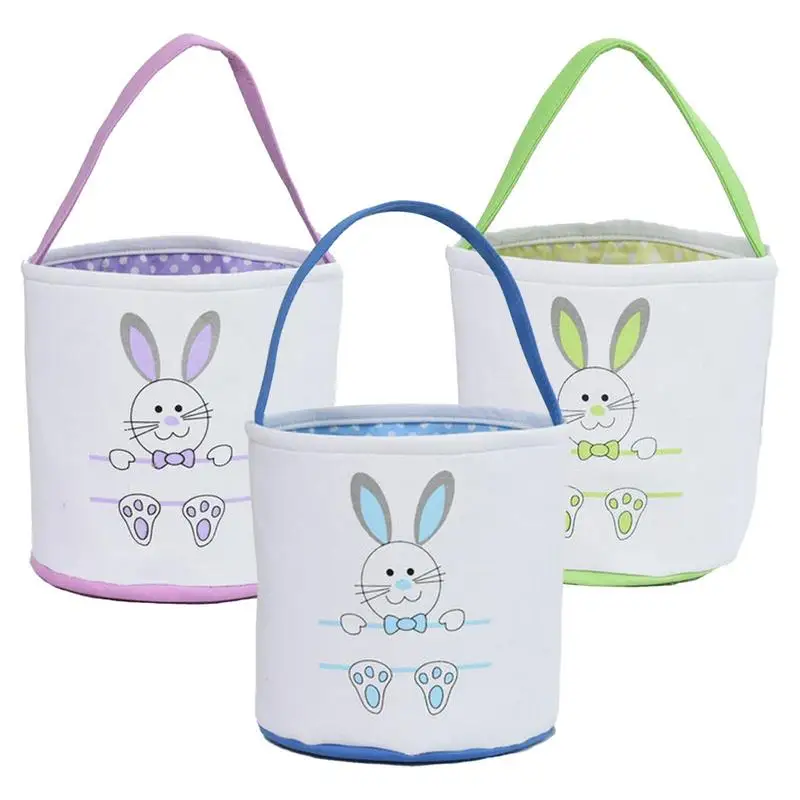 

Bunny Easter Basket Easter Basket With Handle Poppyy Flower Watercolor Dirty Laundry Basket New Pattern Cute Candy Party Bags