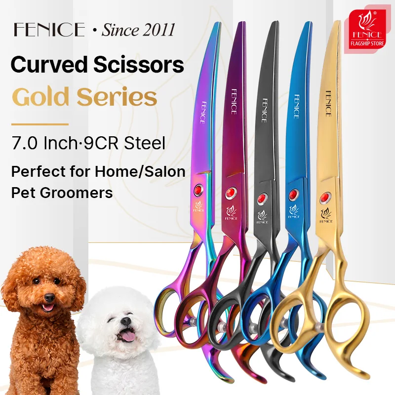 7.0 inch down curved blade 25 degree pet grooming curved scissors