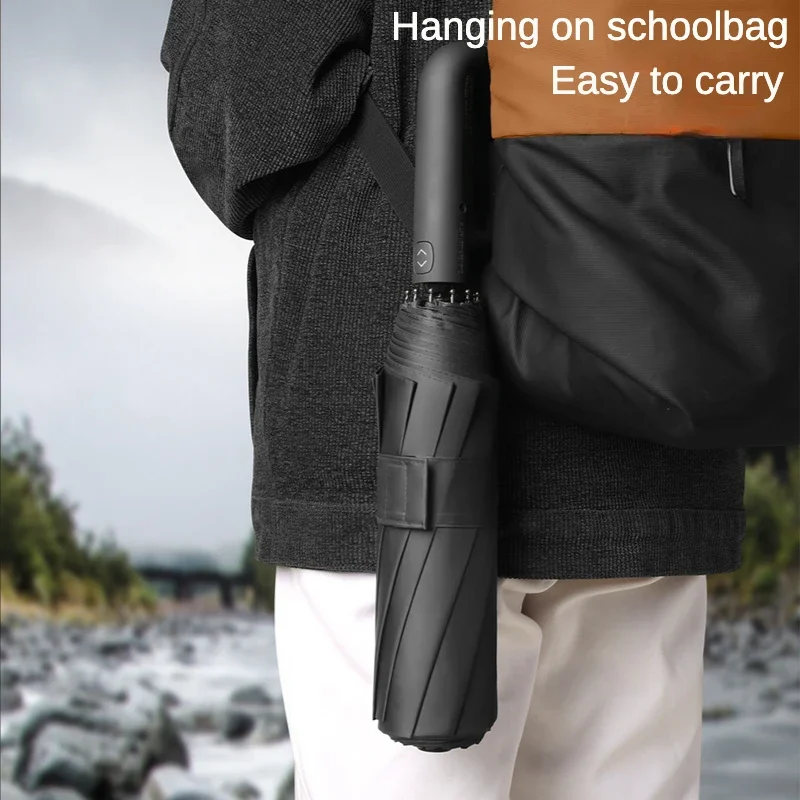 Automatic Umbrella Folding Umbrella Windproof 125CM Reinforced Automatic Folding Umbrella For Men Large Buckle Handle Double Bone Wind and Water Resistant
