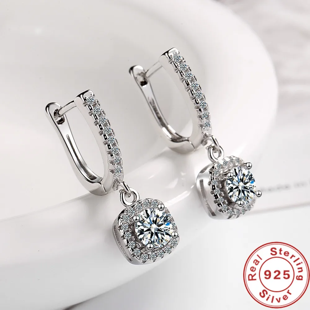 2CT Moissanite Huggie Hoop Earring for Women Lab Created Diamond 925