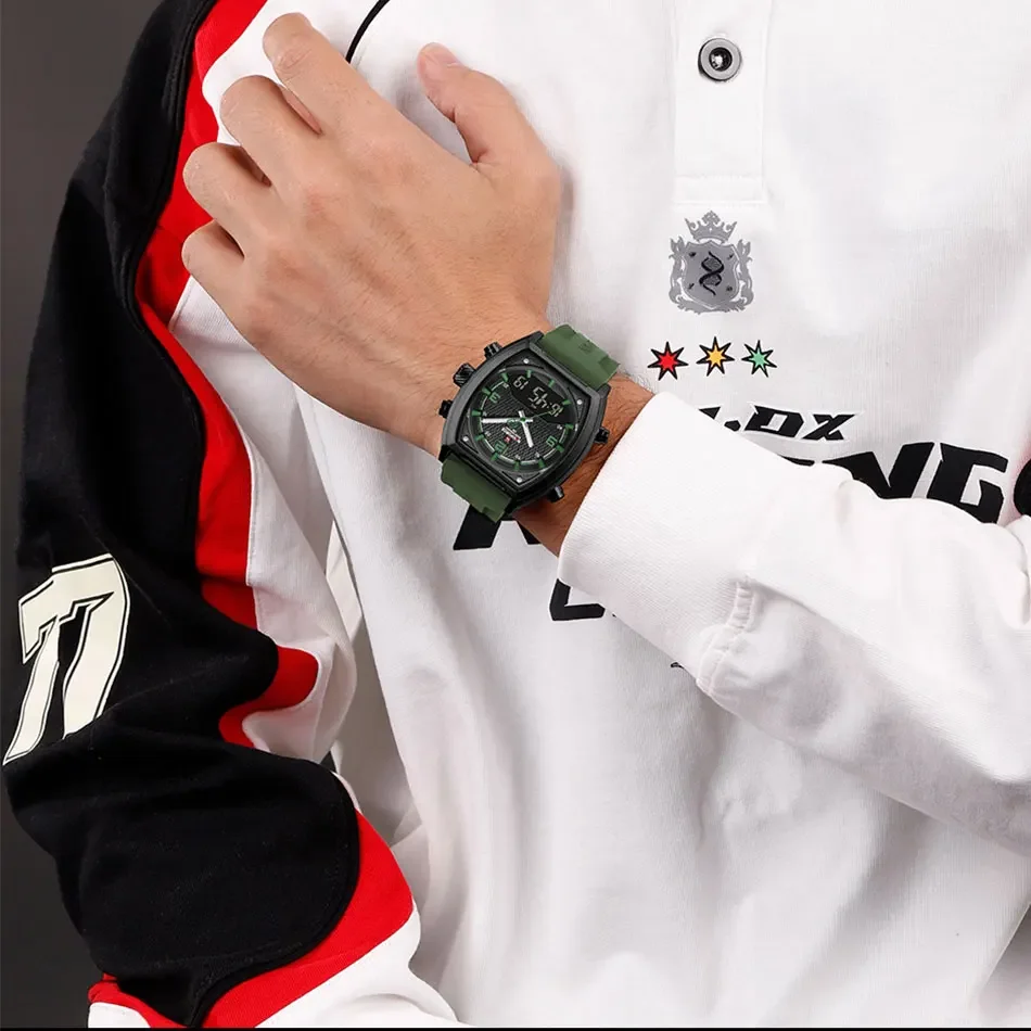 NAVIFORCE Orologio Uomo Sportivo Militare | Quarzo Giapponese Multifunzione | Impermeabile 30M | Cinturino In Pelle
