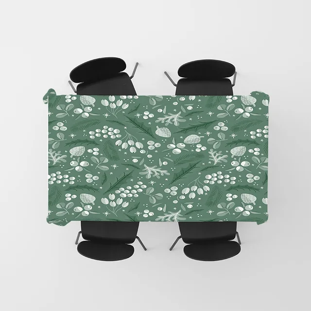 Green Floral Tablecloth Set 5
