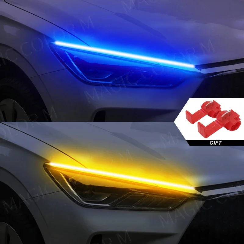 ตัวเลือกสินค้า LED ไฟวิ่งกลางวัน ไฟเลี้ยว ไฟหน้า กันน้ำ 30/45/60 ซม. สีขาว แดง เหลือง ฟ้า 2 ชิ้น