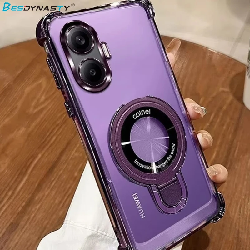 Luxury Transparent Shockproof Soft Cover with Airbag Electroplating Holder