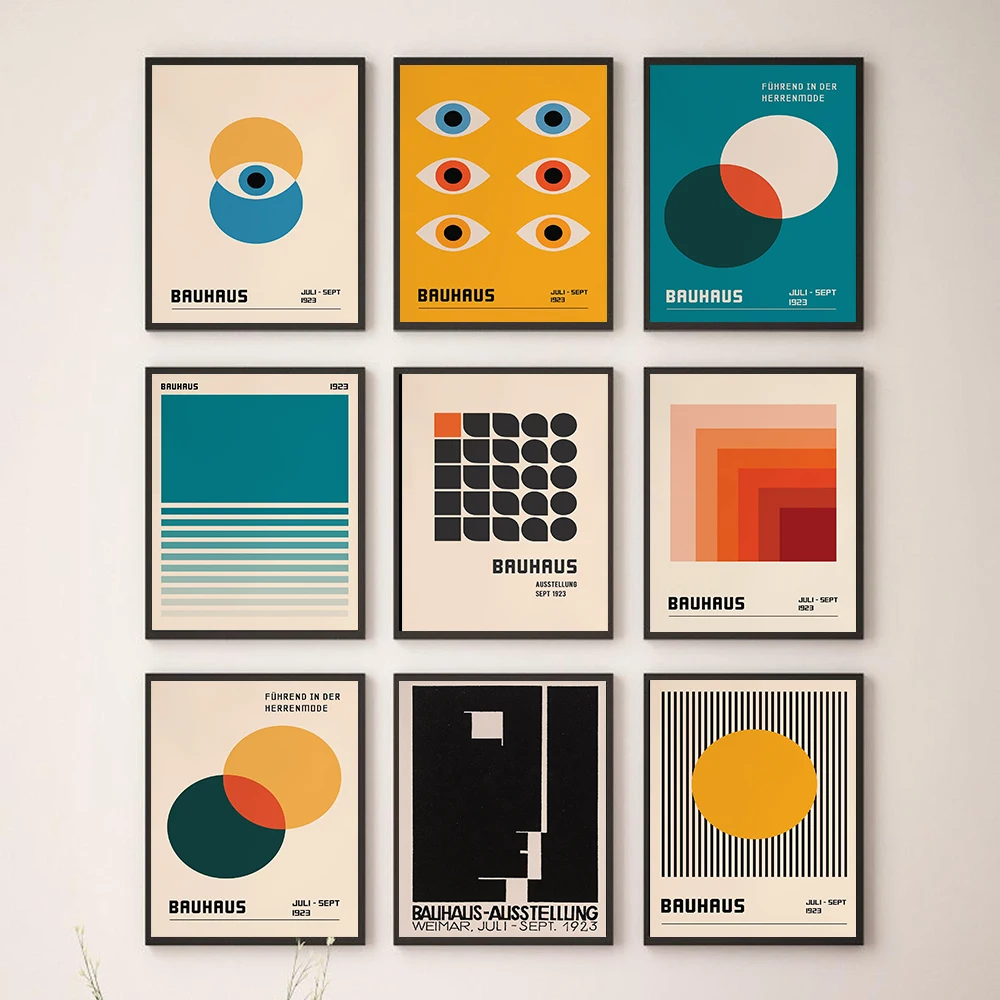 

Bauhaus, абстрактные линии, Геометрическая полоса, скандинавский винтажный настенный художественный холст, постеры и принты, картины для декора гостиной
