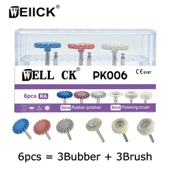 6pcs/Box Dental Rubber Polisher Composite Flat Dental Polishing Brush Resin Polishing Diamond System RA Disc 14mm Wheel Kit