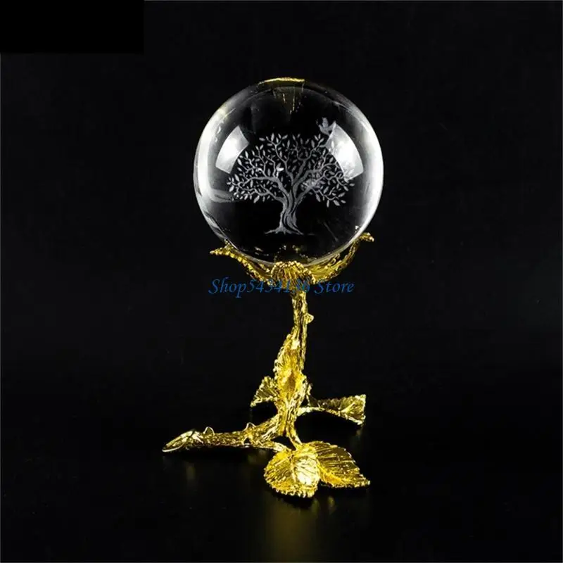 H7ED künstlerische Rosenkristalle Sphere Sockel Unterstützung für einen unverwechselbaren Zuhauseakzent