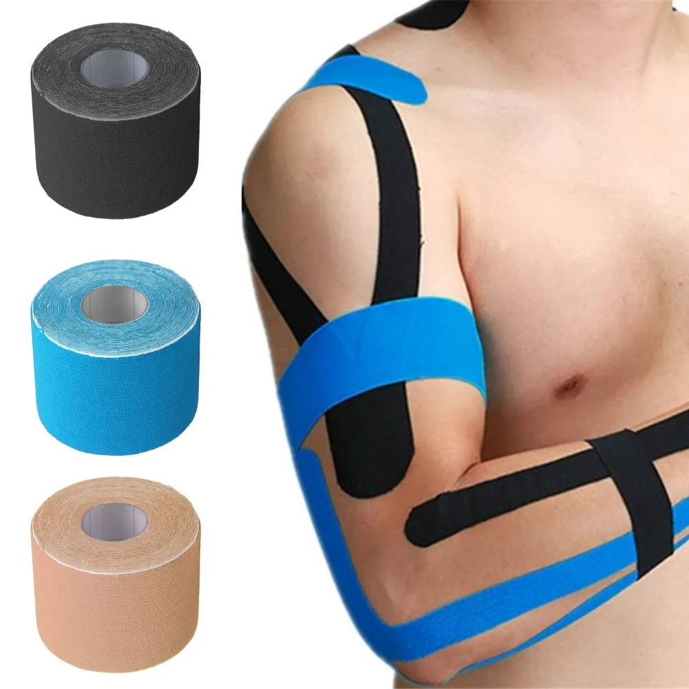 Bande de kinésiologie, 1 rouleau de 5cm x 5m, bandage musculaire, KT, blessures musculaires, soutien de la tension, physio sports, autocollants d'instituts photo