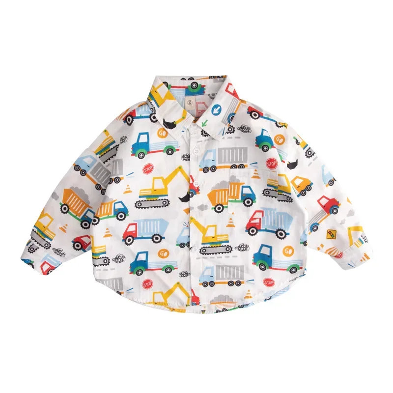 Spring Autumn New Children's Shirt Long Sleeve Top Cartoon Casual Vest Baby Jacket Midsize Little Boys Girls Clothing