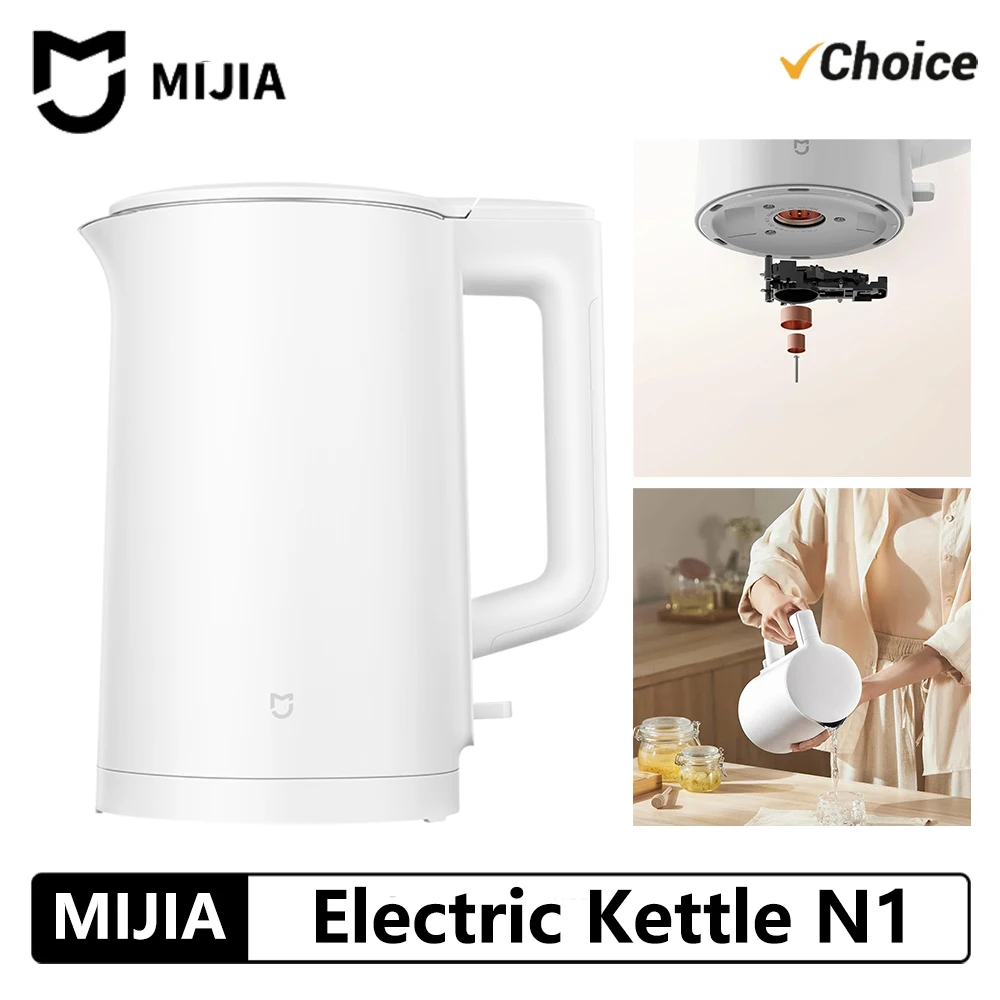 NOUVEAU Bouilloire Électrique MIJIA N1 à Ébullition Rapide, Bouilloire à Eau en Acier Inoxydable 220V, Idéale pour Hôtel, Voyage en Famille, Cuisine, Bouilloire Intelligente pour la Maison -CN 1
