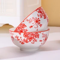 6PCS Ceramic rice bowl, 4.5-inch round bowl, suitable for microwave and oven, home kitchen tableware 3