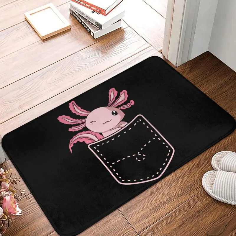 

Симпатичный коврик Axolotl в кармане для входной двери, противоскользящий наружный коврик для амфибии, экзотическое искусство, для кухни, балкона, входной коврик, ковер
