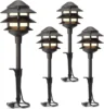 Lighting 4PK Pathway Lights Low Voltage 2.2 Watt LED 12V AC Landscape Lights 30 Lumen Warm White with Cable Connectors Metal Sta 1