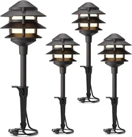 Lighting 4PK Pathway Lights Low Voltage 2.2 Watt LED 12V AC Landscape Lights 30 Lumen Warm White with Cable Connectors Metal Sta 1