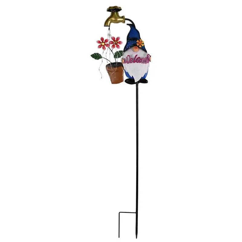 Solar Stake Lights Cartoon Gnome Solar Garden Stakes Waterproof LED Landscape Lighting Faucet Twinkling Decoration For Winter
