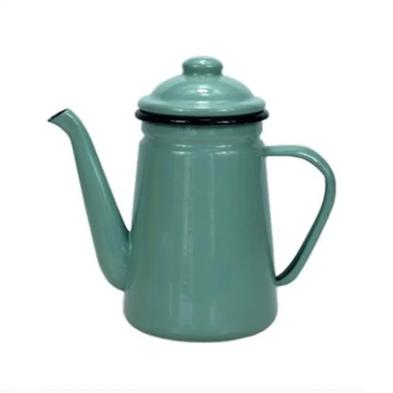 1.1L Enamel Coffee Pot Hand Tea Kettle Induction Cooker Gas Stove Universal Enamel Vintage Kettle Water Teapot