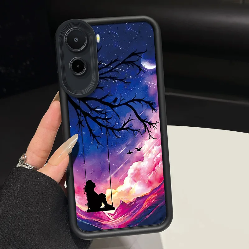 Elegant Matte Soft Silicone Protective Phone Case - Beautiful & Atmospheric Design