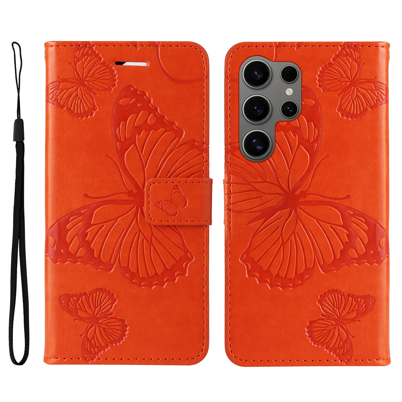 Elegant Butterfly Design Magnetic Wallet Flip Cover Case