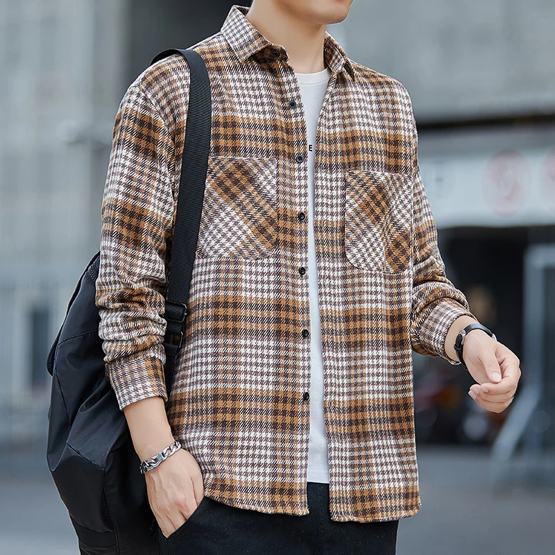 

Casual Shirts For Men Clothing Social Office Dress Shirt pair Patch Pocket Long Sleeve Formal Business Basic Shirts