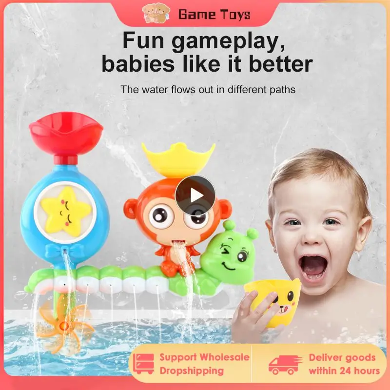 

Baby Bath Toy Wall Sunction Cup Track Water Games Children Bathroom Monkey Caterpilla Bath Shower Toy for Kids Birthday Gifts