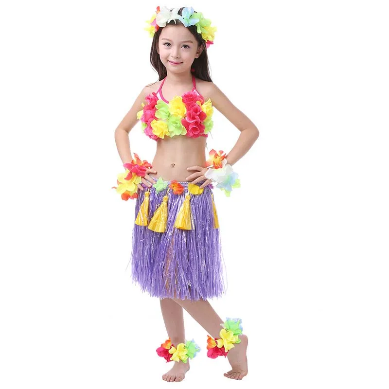 Hawaii Hula-Set Für Kinder – Nachhaltiges Kostüm Aus Recyceltem Polyester, Inkl. Blume & Lei