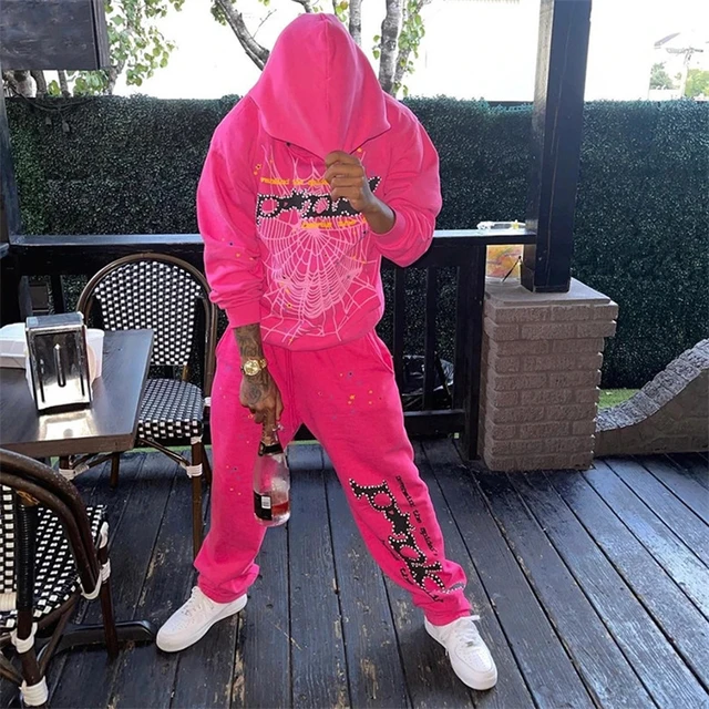 2022 Young Thug Pink Sp5der 555555 Hoodie Men Women 1:1 High Quality Foam  Print Spider Web Graphic 555555 Sweatshirts Pullovers - AliExpress