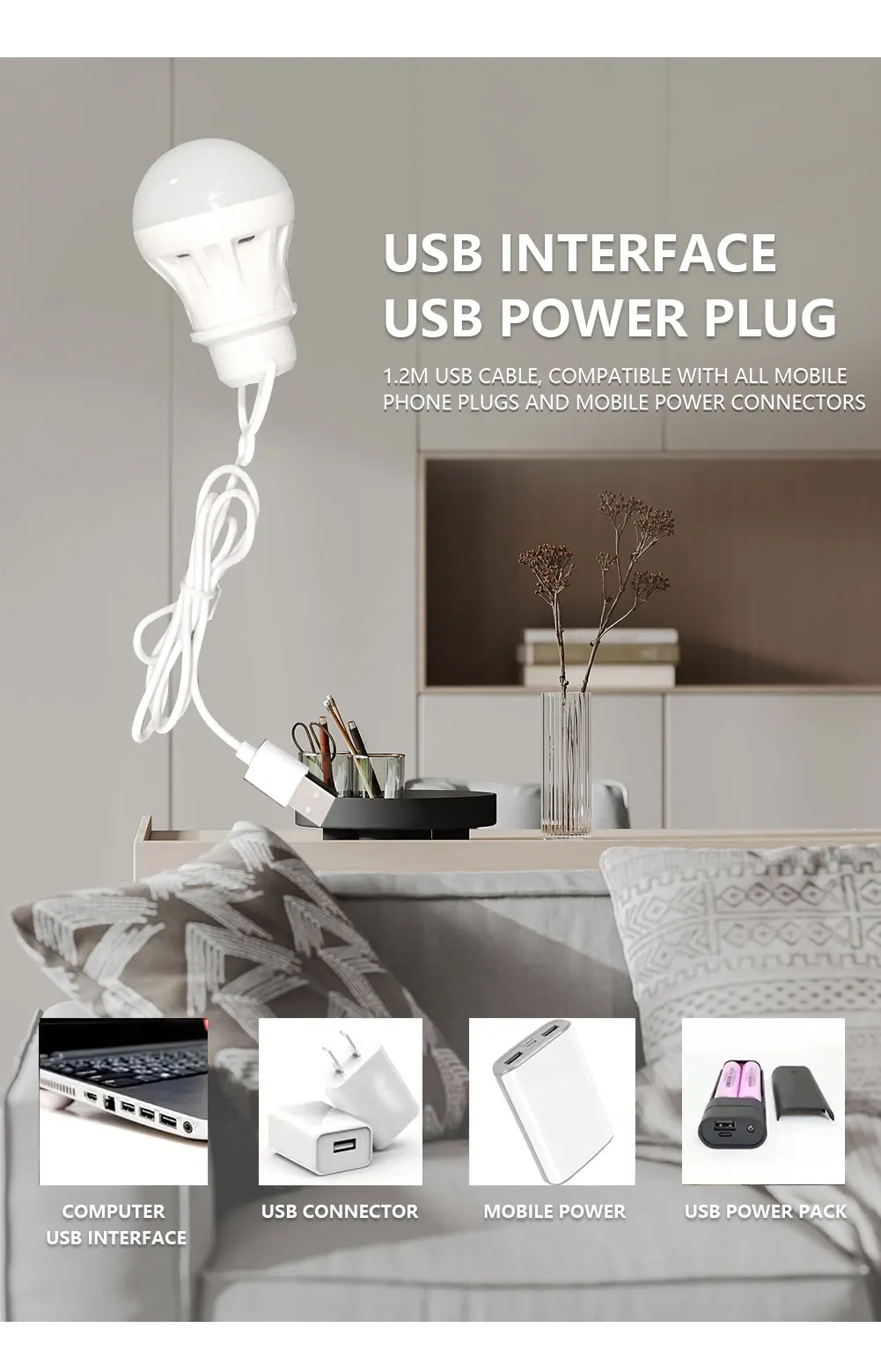 USB Plug Lamp Computer Mobile Power Charging USB Small Book Lamps LED Eye Protection Reading Light Small Round Light Night