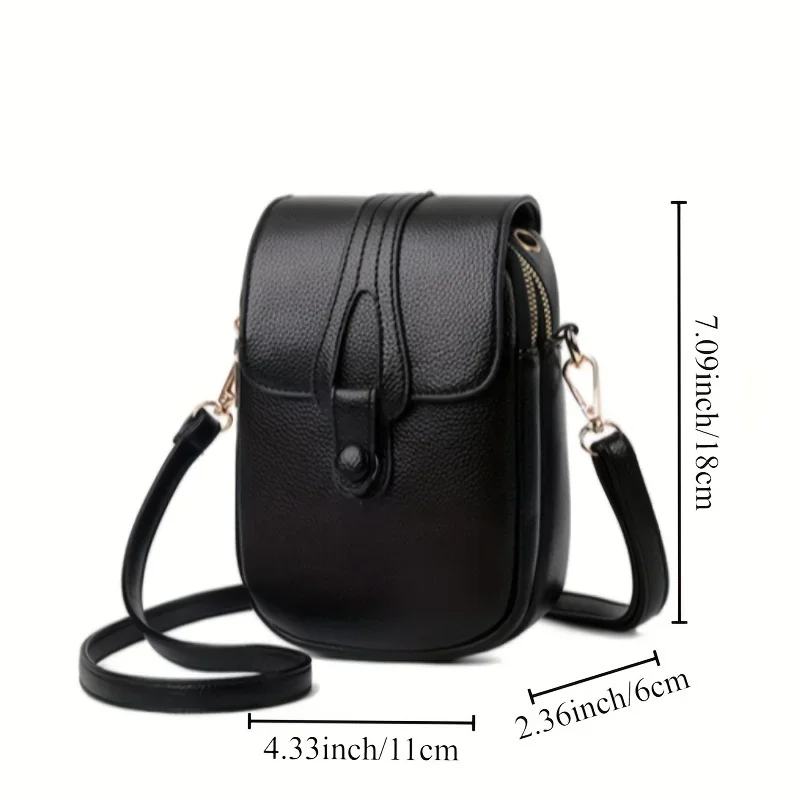 Stylish Minimalist Work Commuting Crossbody Phone Bag, Multi Layer Zipper Design Ladies Shoulder Handbag Purses for Daily Use