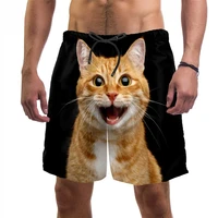 3d Print Funny Cat Beach Shorts For Men Quick Dry Swim Trunks Summer Drawstring Cool Vacation Surf Board Shorts Men Clothing 2