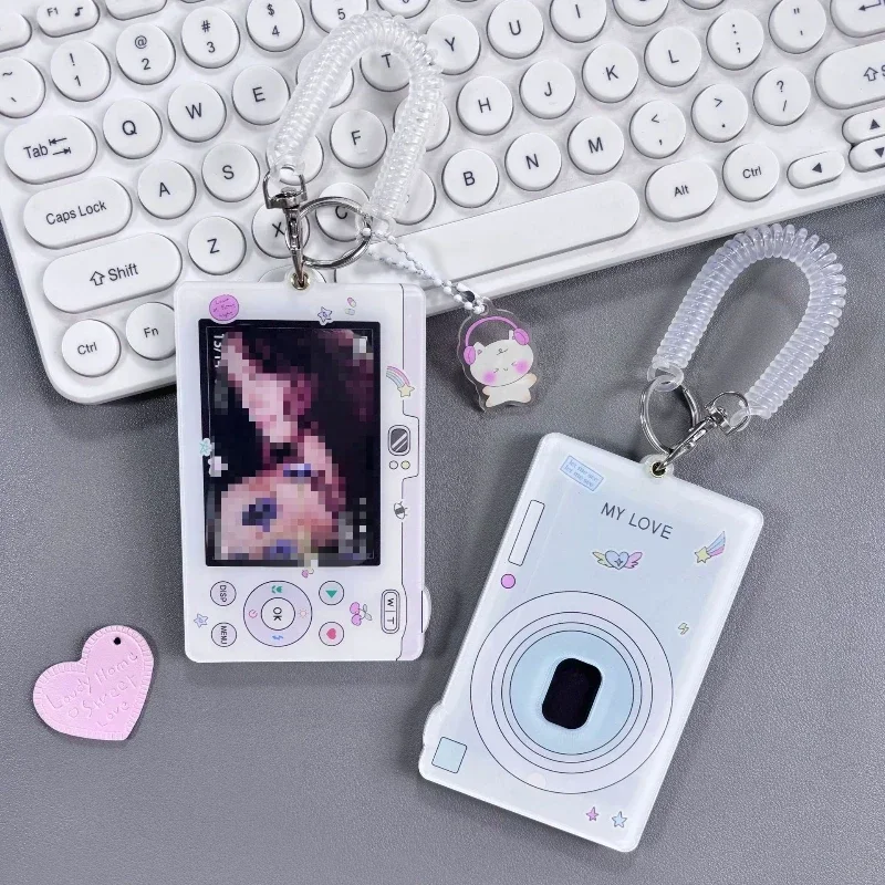 1PC Photo Display Card Holder Acrylic Y2K Cell Phone Modeling Style Kpop Photo Card Holder with Keychain Idol Picture Case