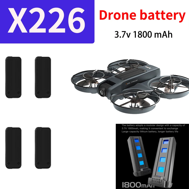 Batterie Drone X226 3.7V 1800mAh posée sur fond blanc