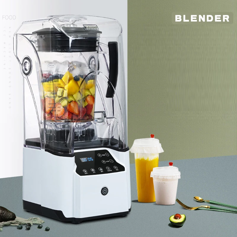 110V 220V Electric Sound Proof Cover Blender Quiet Ice Blender Smoothie  Maker Ice Crusher Juice Maker Fruit Mixer Blender