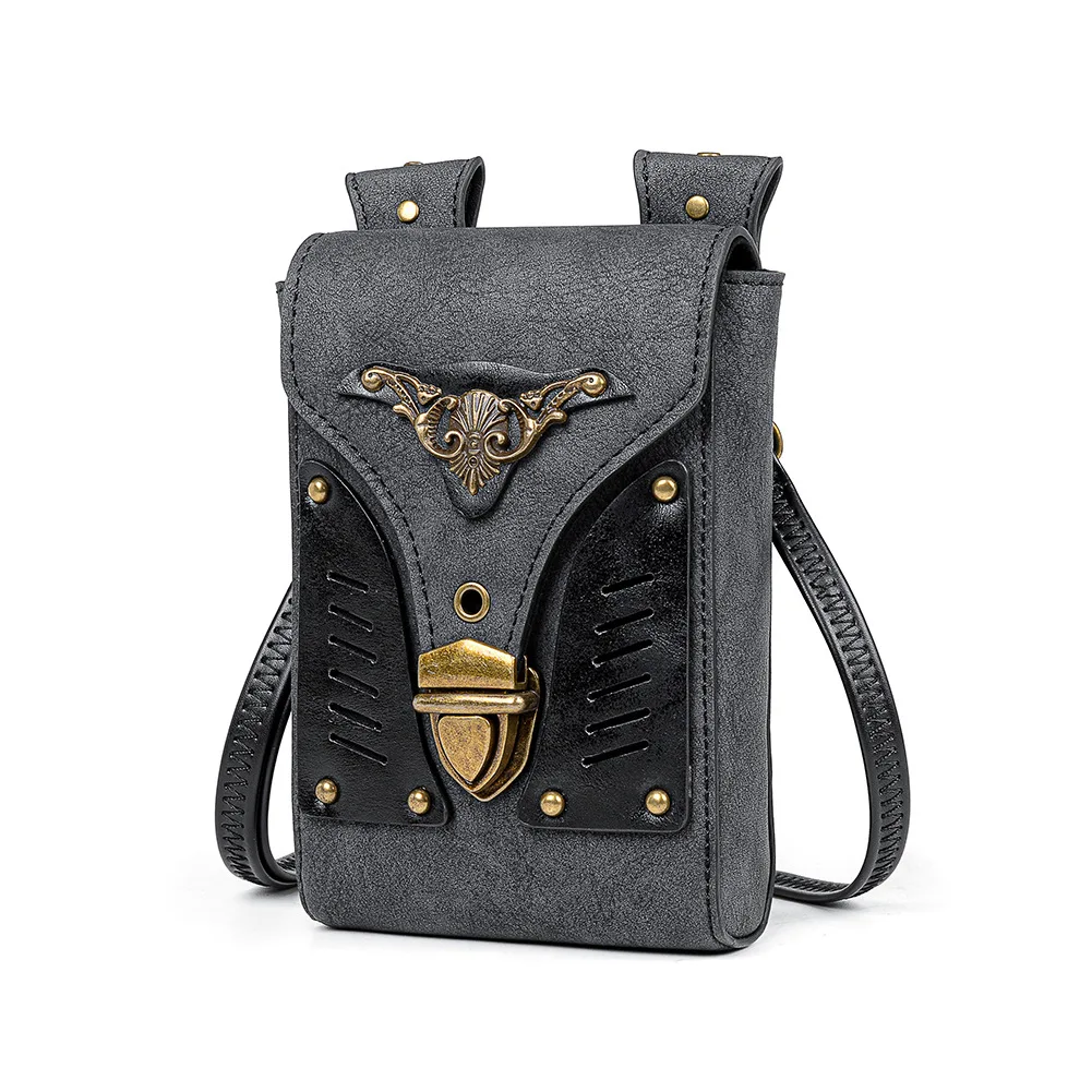 Punk Motorcycle One Shoulder Diagonal Straddle Bag Mini Contrast Small Square Bag