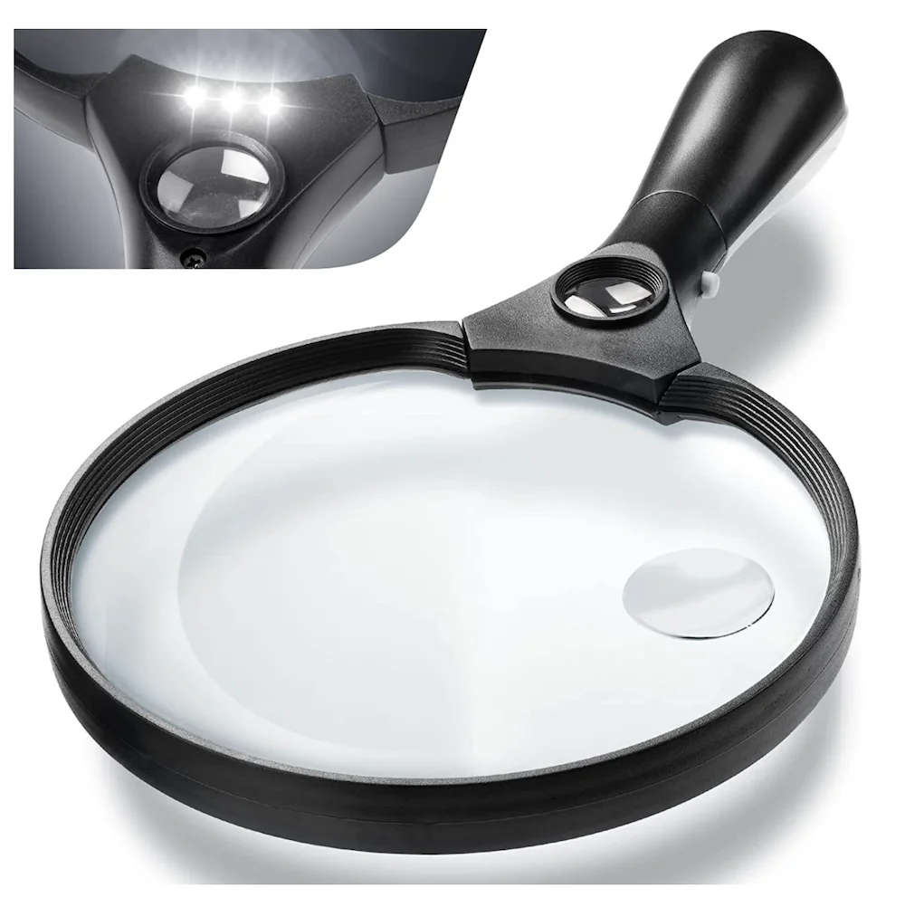 Magnifying Glass with Light Magnifier 5.5 Inch Extra Large Magnifier 3  Bright LED Illuminated 2X Magnifying Glass Lens