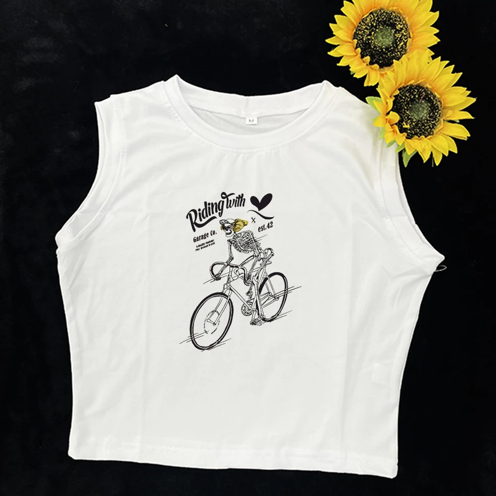 Women's T-shirt hot sell motorcycle and monogram print custom T-shirt baby tee