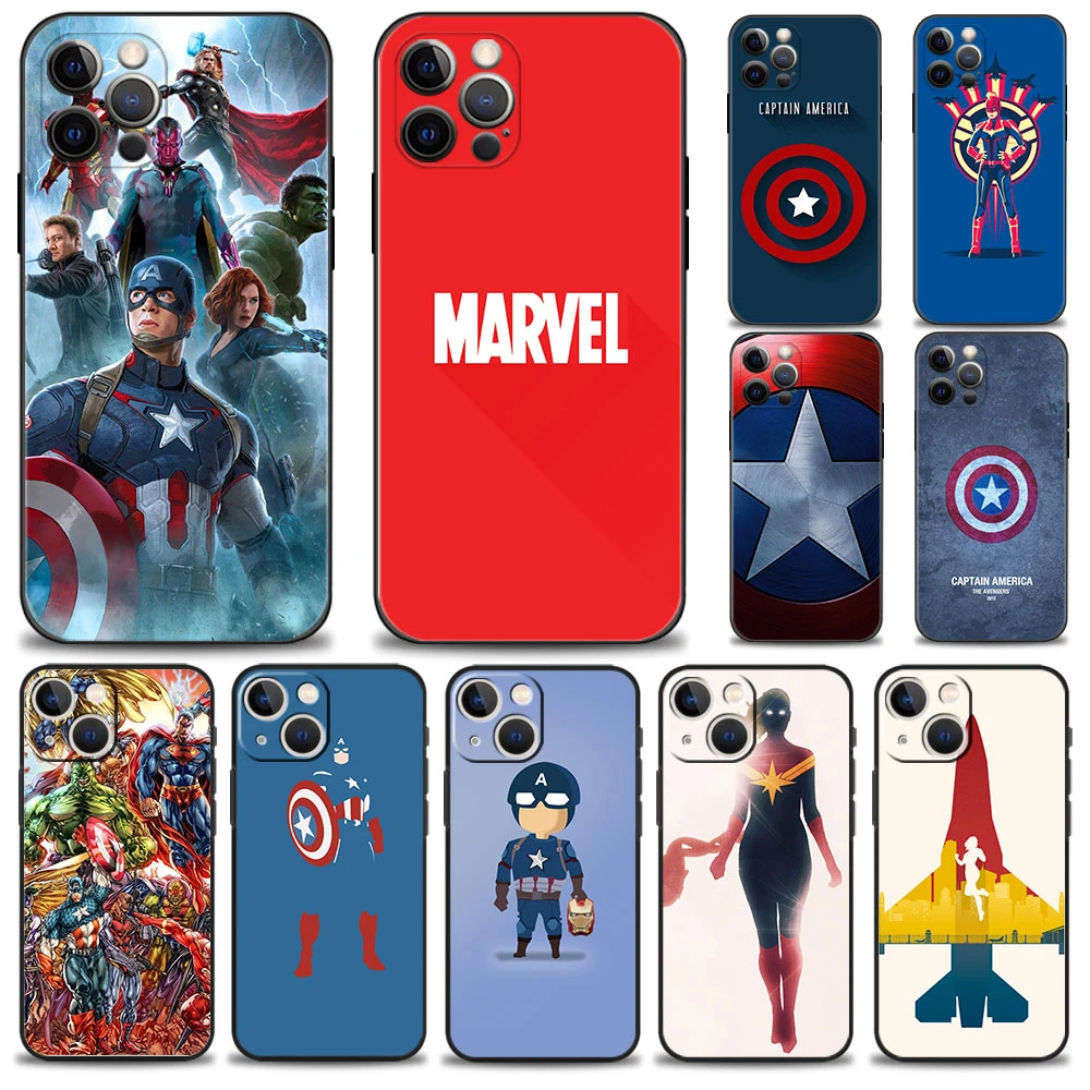 Captain America Minimal Marvel Thin Bag For iPhone 7 Plus 12 Pro Max XR 8  11 13 14 X XS 6S SE Mini 6 5S 5 SE2 Etui Coque| | - AliExpress