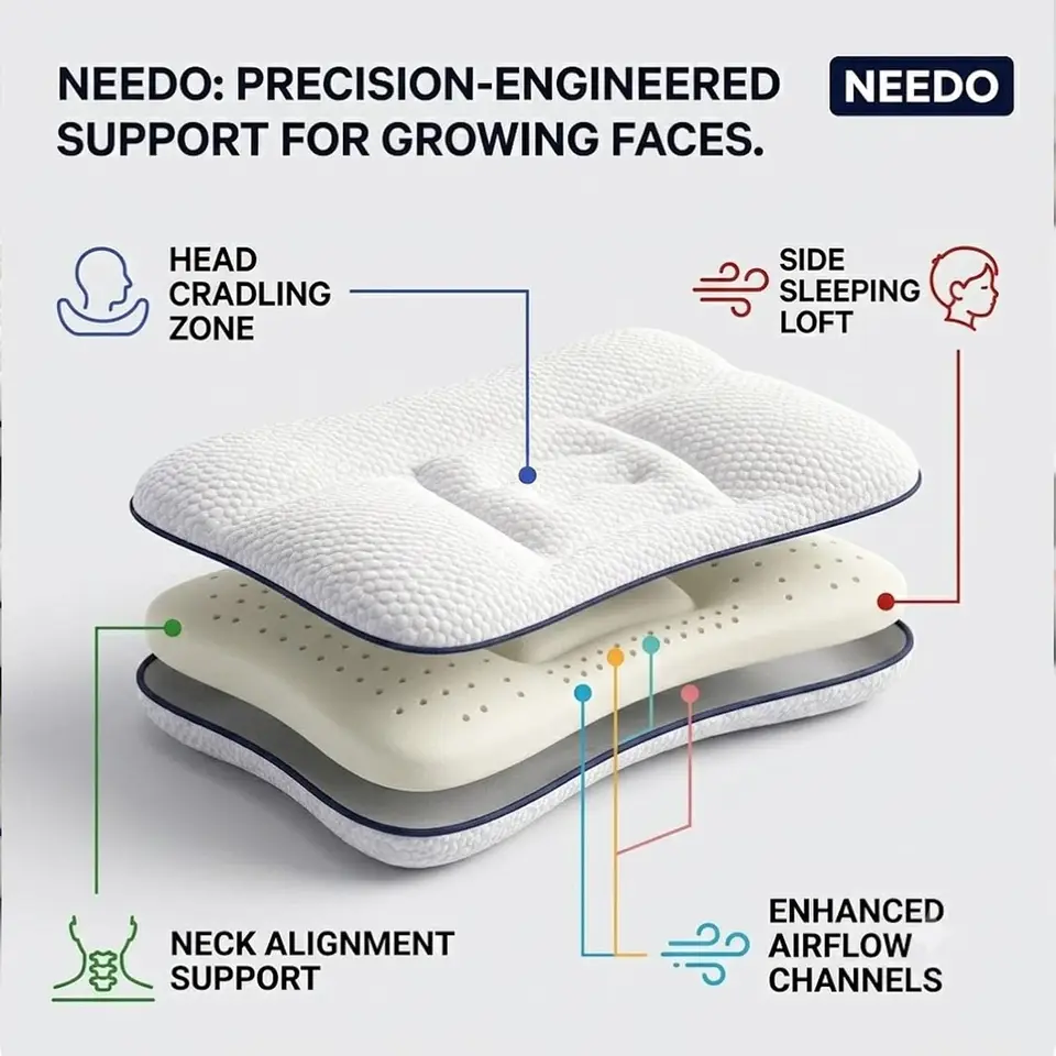 Ergonomic Kids Memory Foam Neck Support Pillow