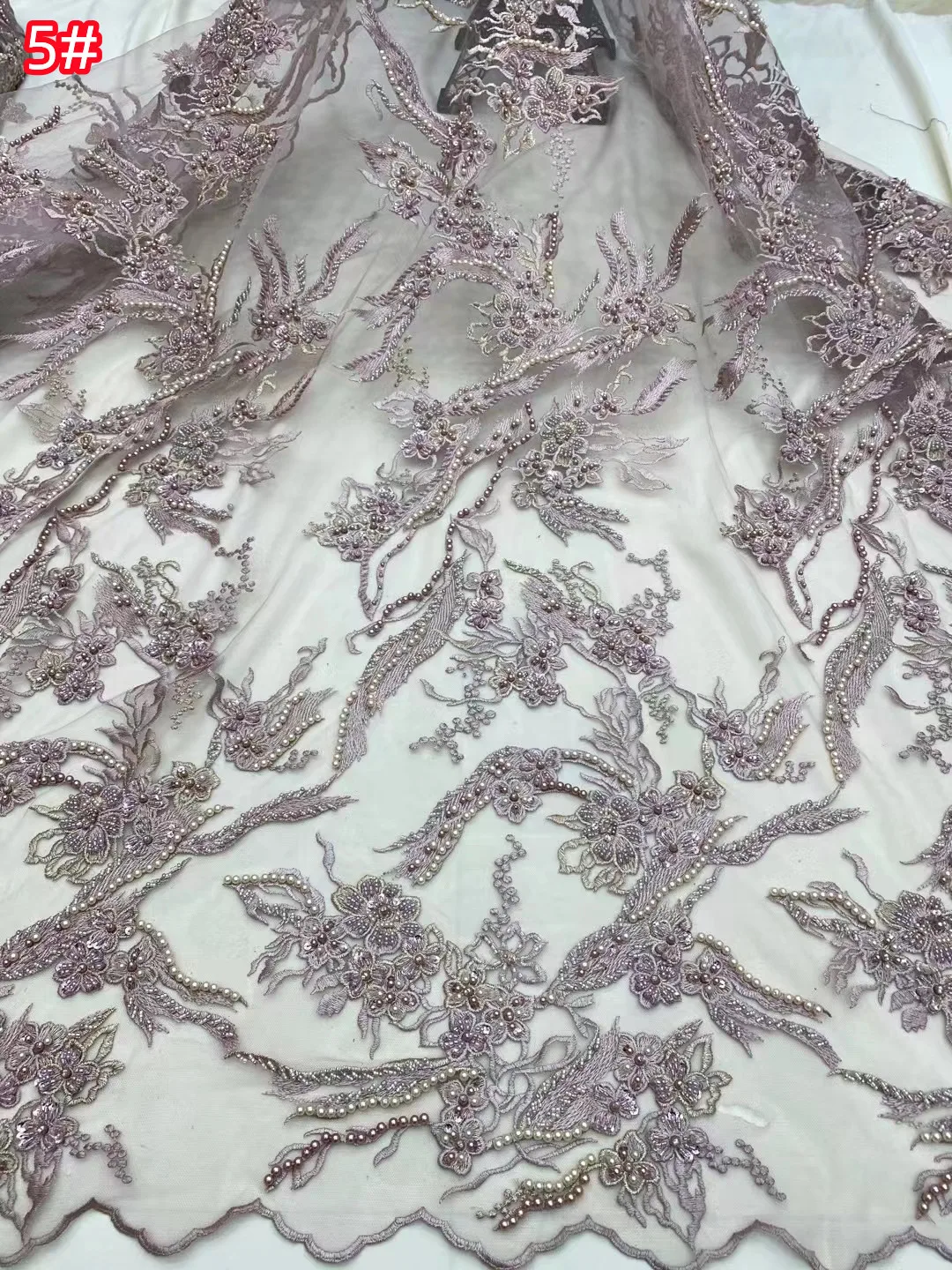 

New exquisite beads + bead tube three-dimensional lace embroidery mesh, French retro wedding dress evening dress customization