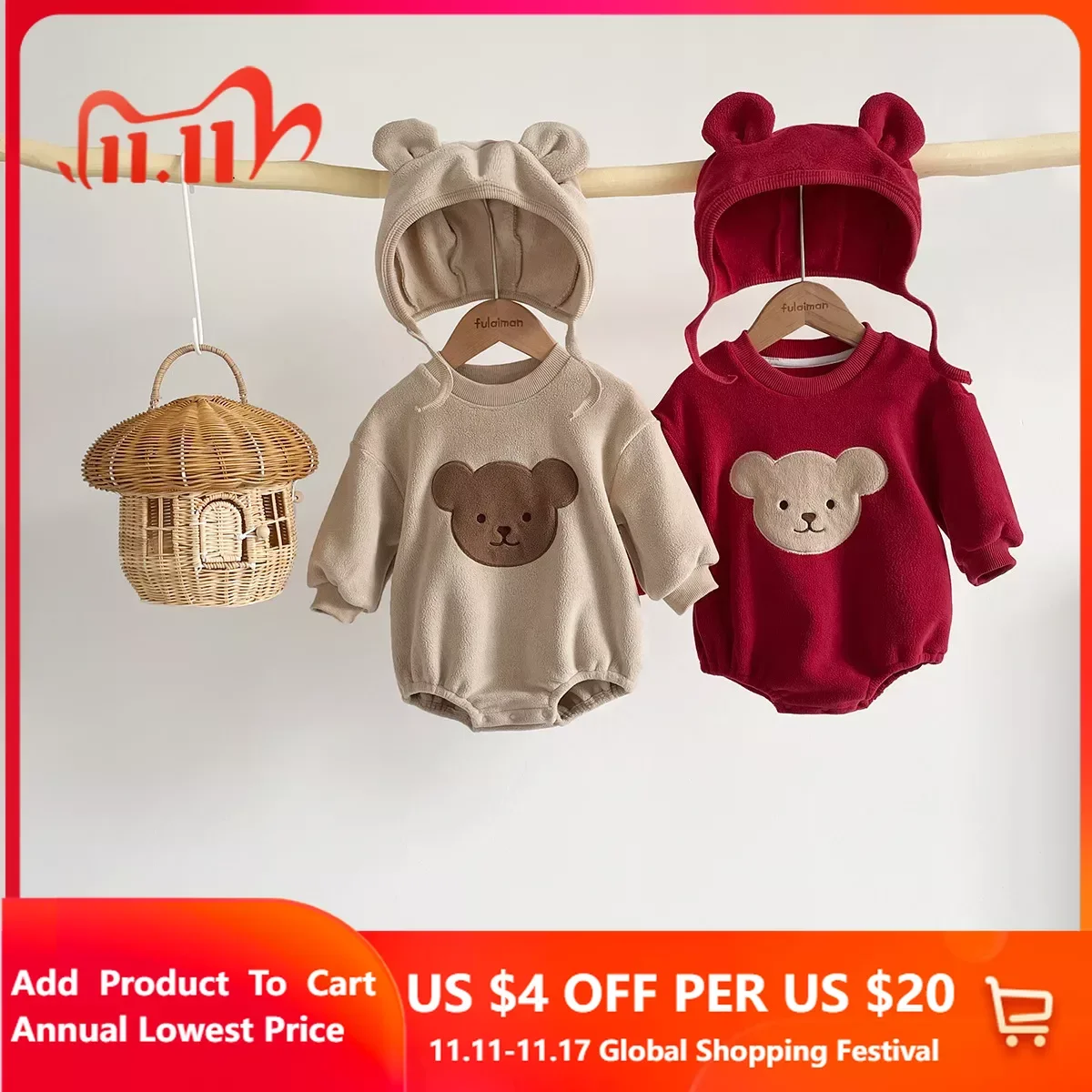 

Rompers for baby girls boys Korean clothes baby clothes children 0 to 3 months with hat 2pcs Jumpsuits baby sets Outerwear